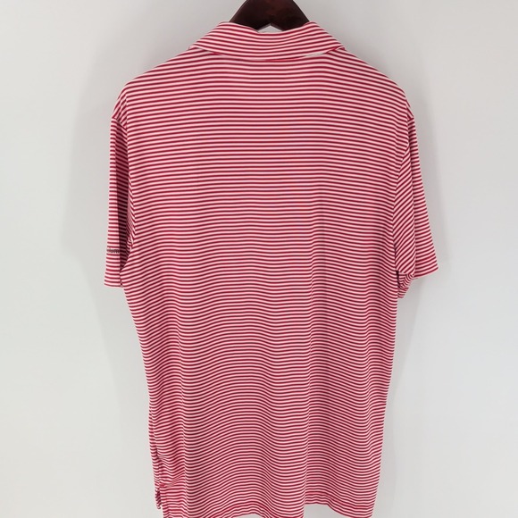 Columbia Golf The Cedars At Dungeness Course Striped Polo Shirt Red White Size L - Picture 9 of 9